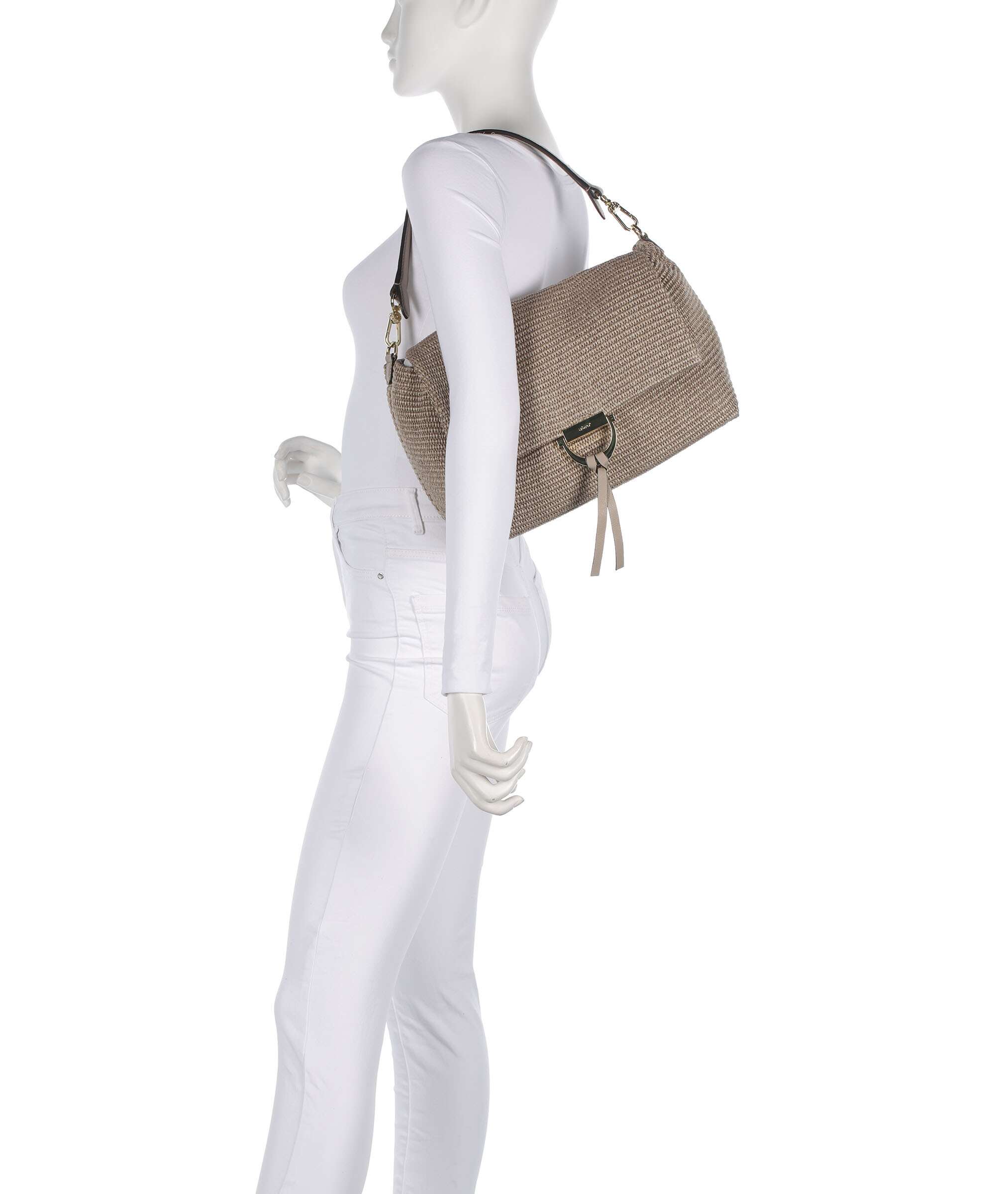Abro Raffia Classica Temi Large Sac porté épaule siena - Image 3