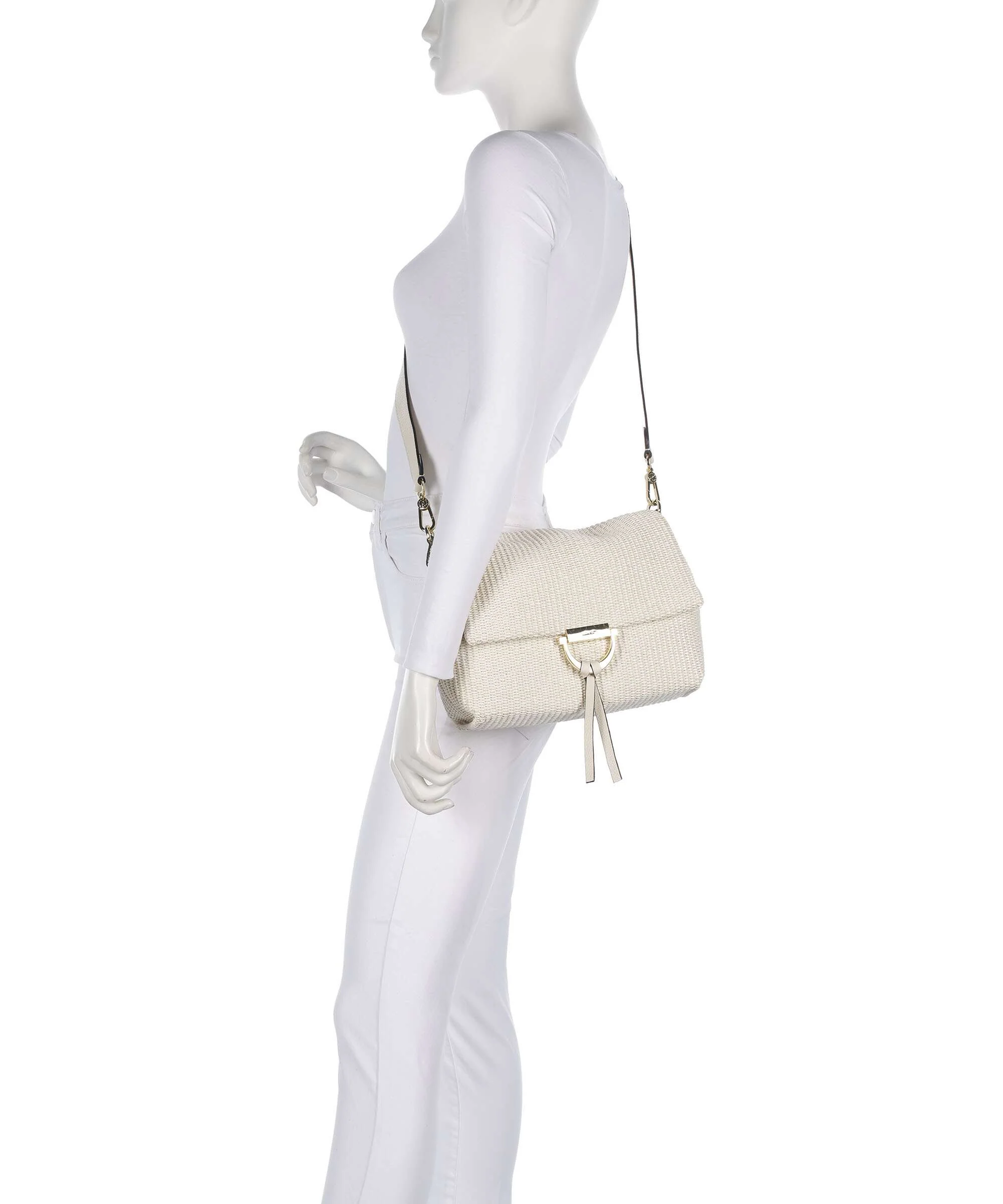 Abro Raffia Classica Temi Medium Sac porté épaule beige - Image 4