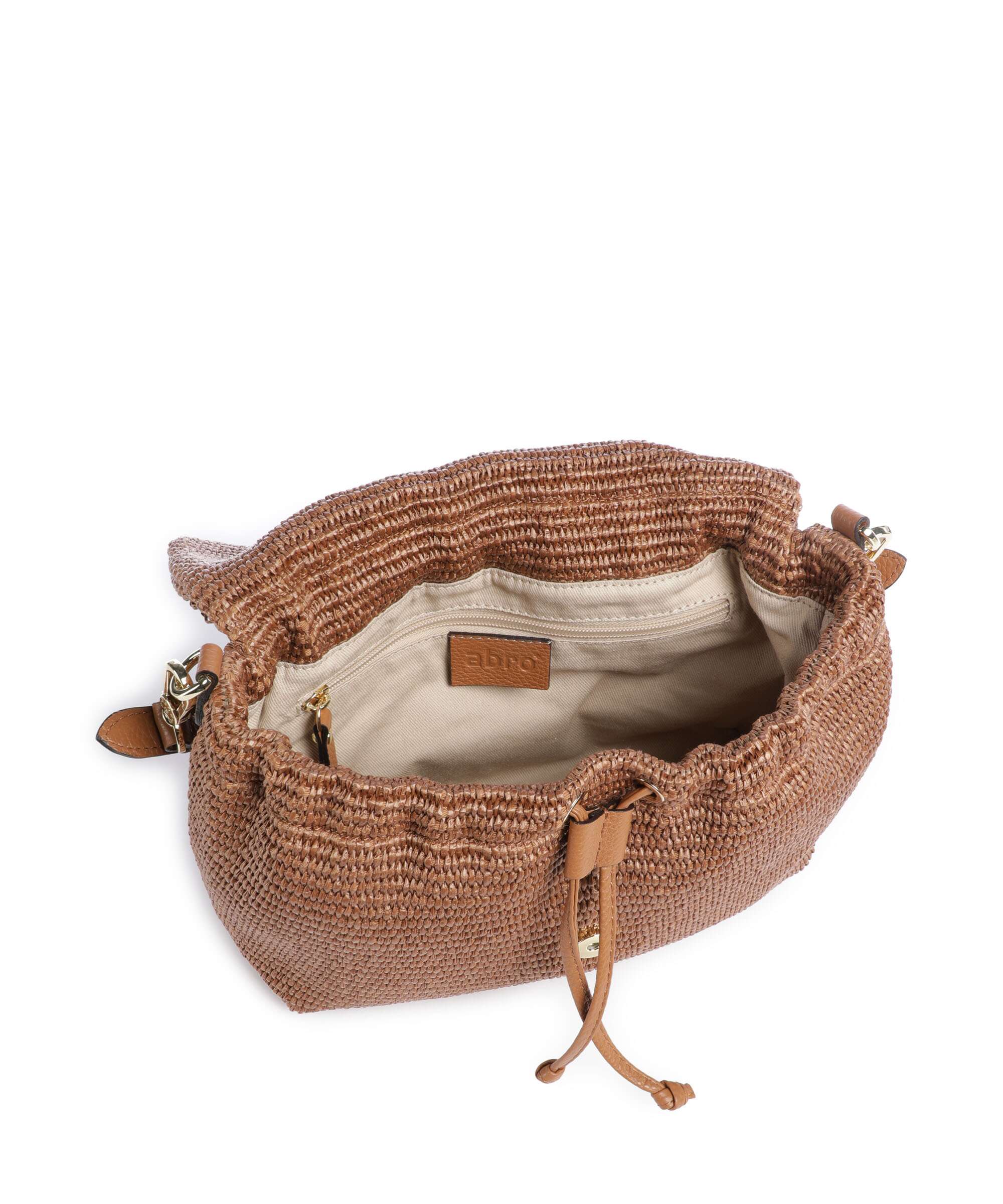 Abro Raffia Classica Temi Medium Sac porté épaule caramel/cognac - Image 7