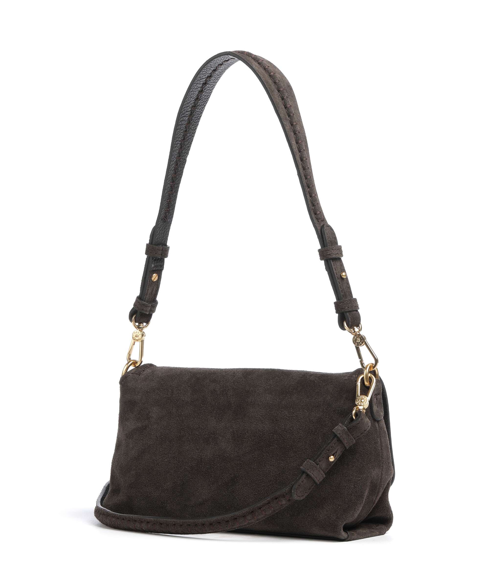 Abro Suede Signature Sac porté épaule dark brown - Image 2