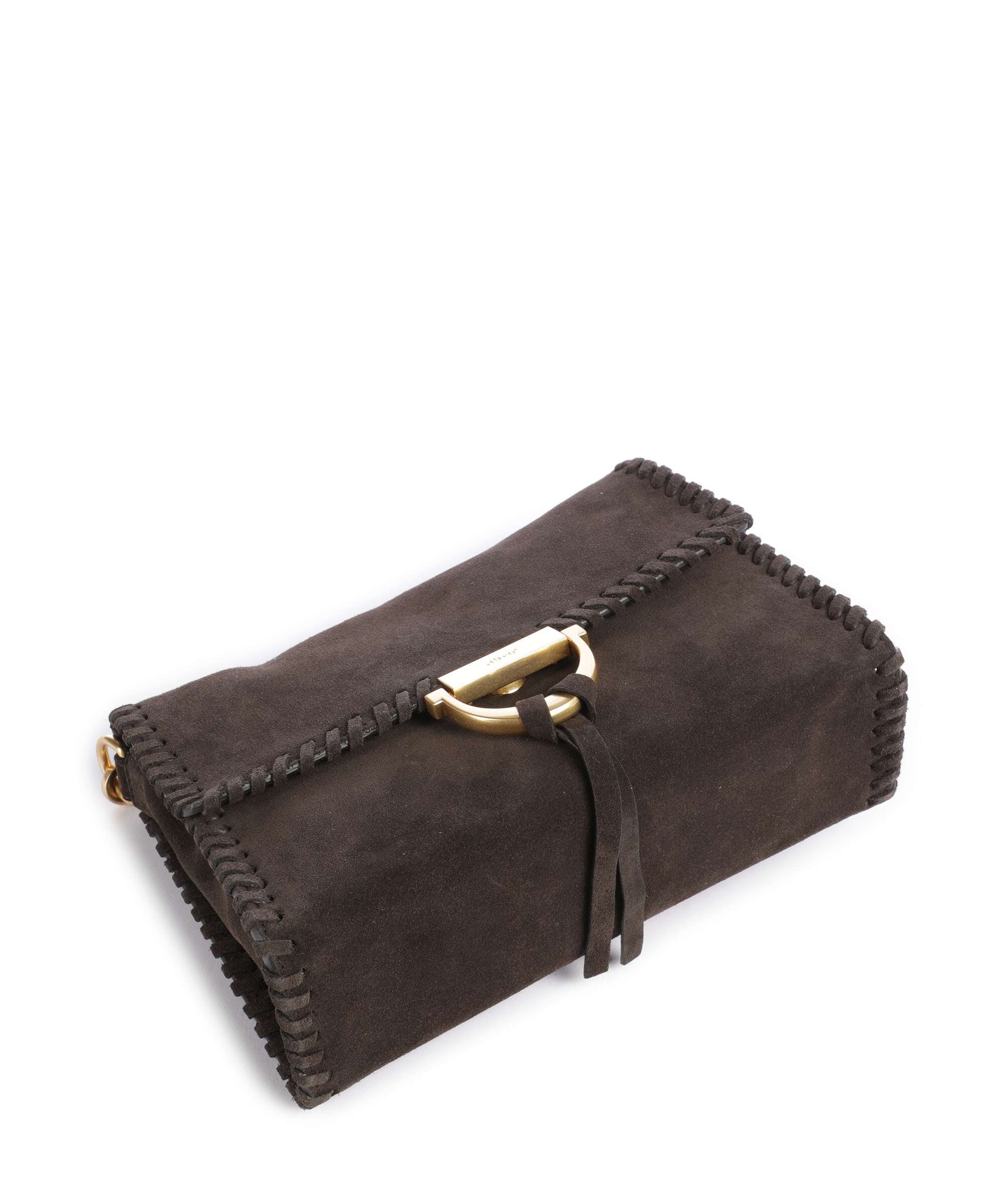Abro Suede Temi Stitch Sac porté épaule dark brown - Image 6