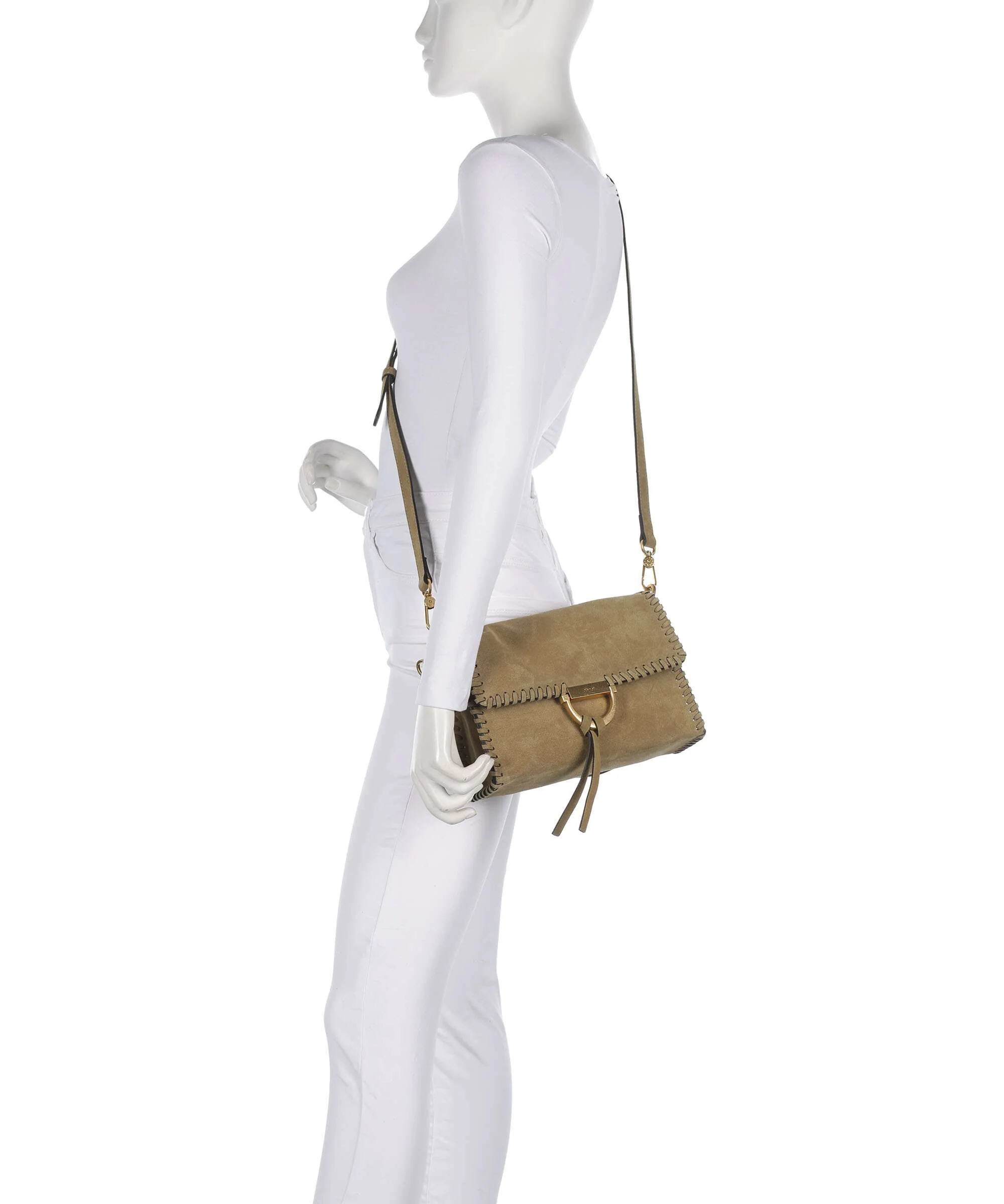 Abro Suede Temi Stitch Sac porté épaule mud - Image 4