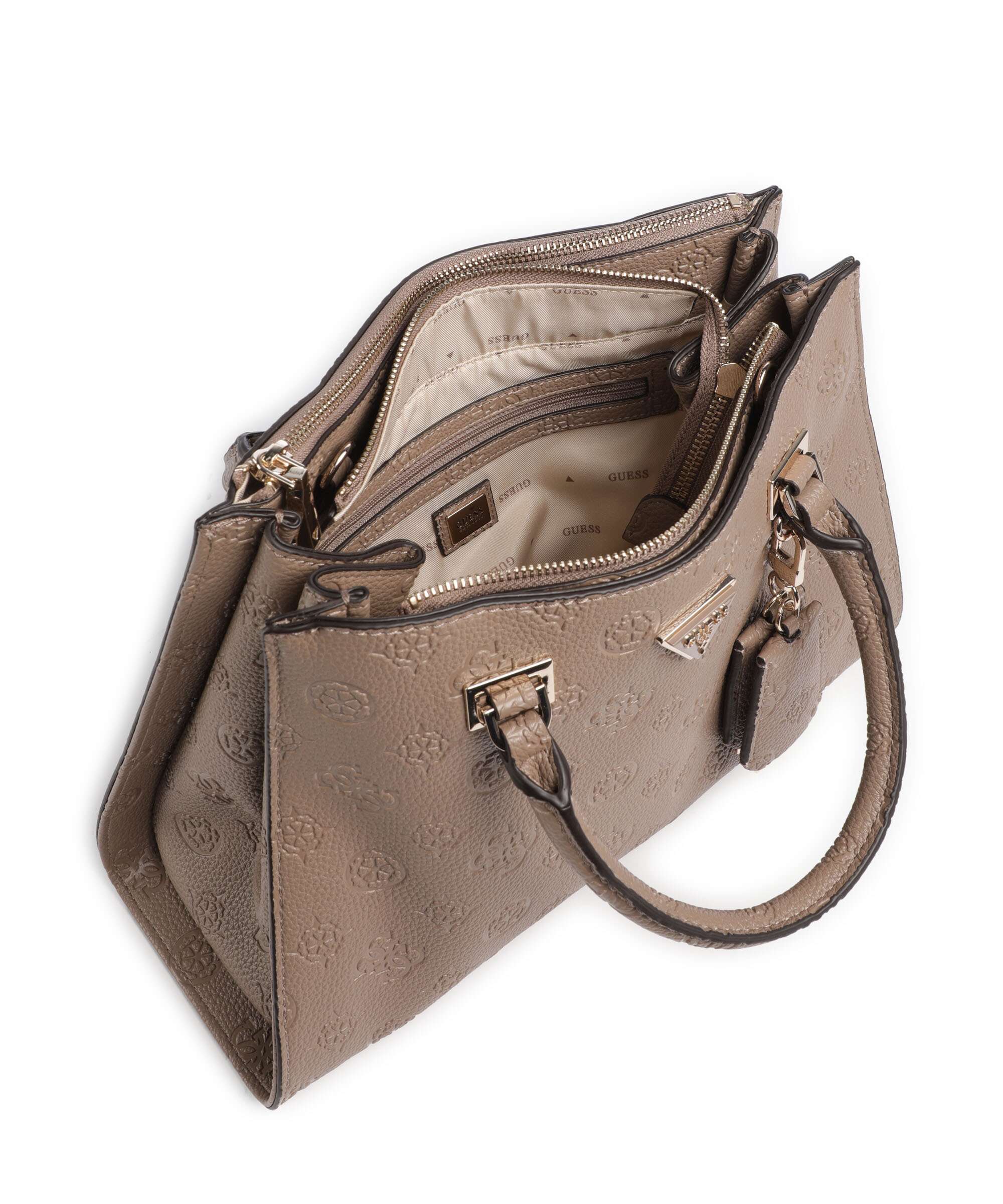 Guess Cresidia Sac à main dark taupe logo - Image 6