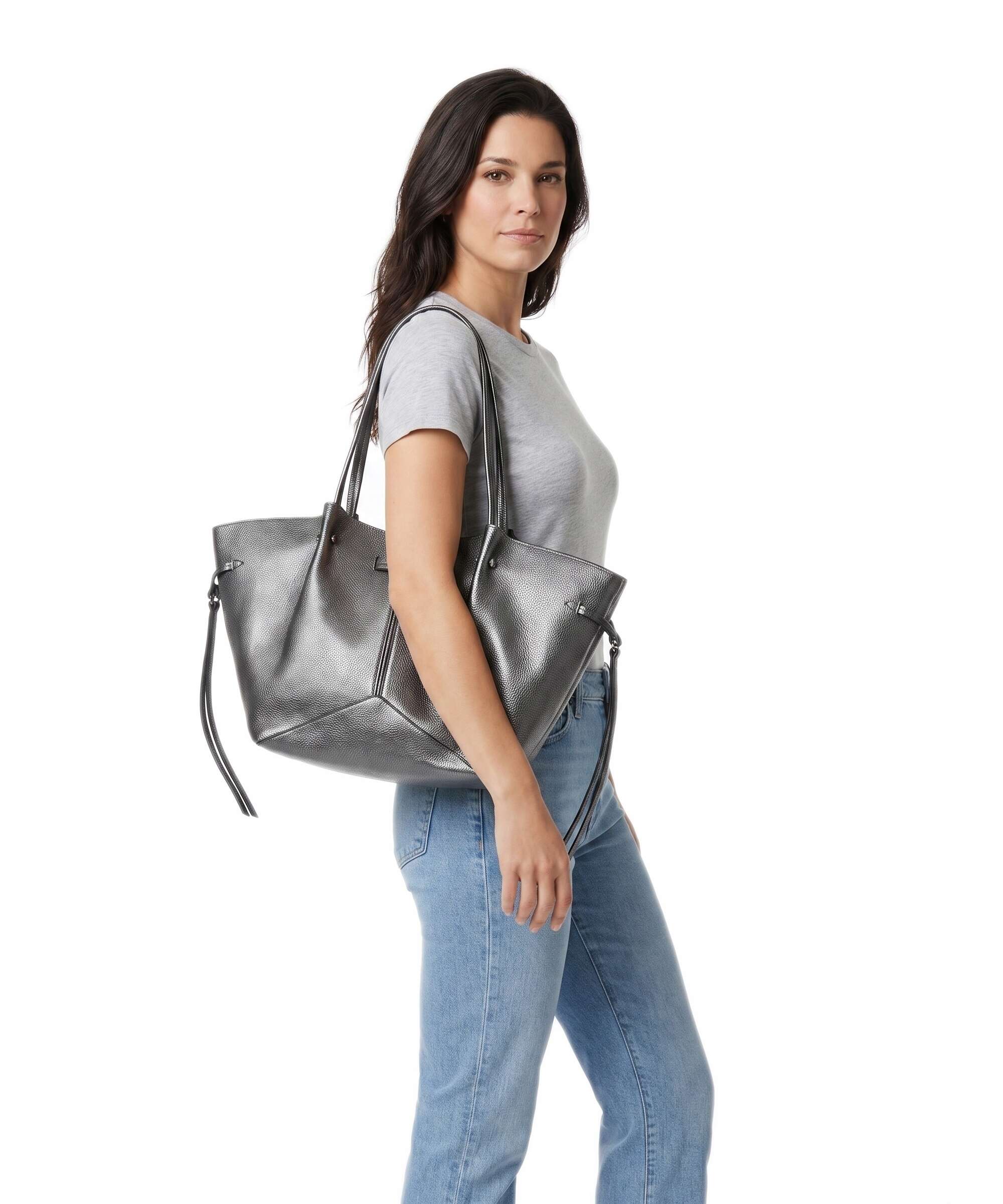 Karl Lagerfeld K/Pierced Medium Cabas gunmetal - Image 3
