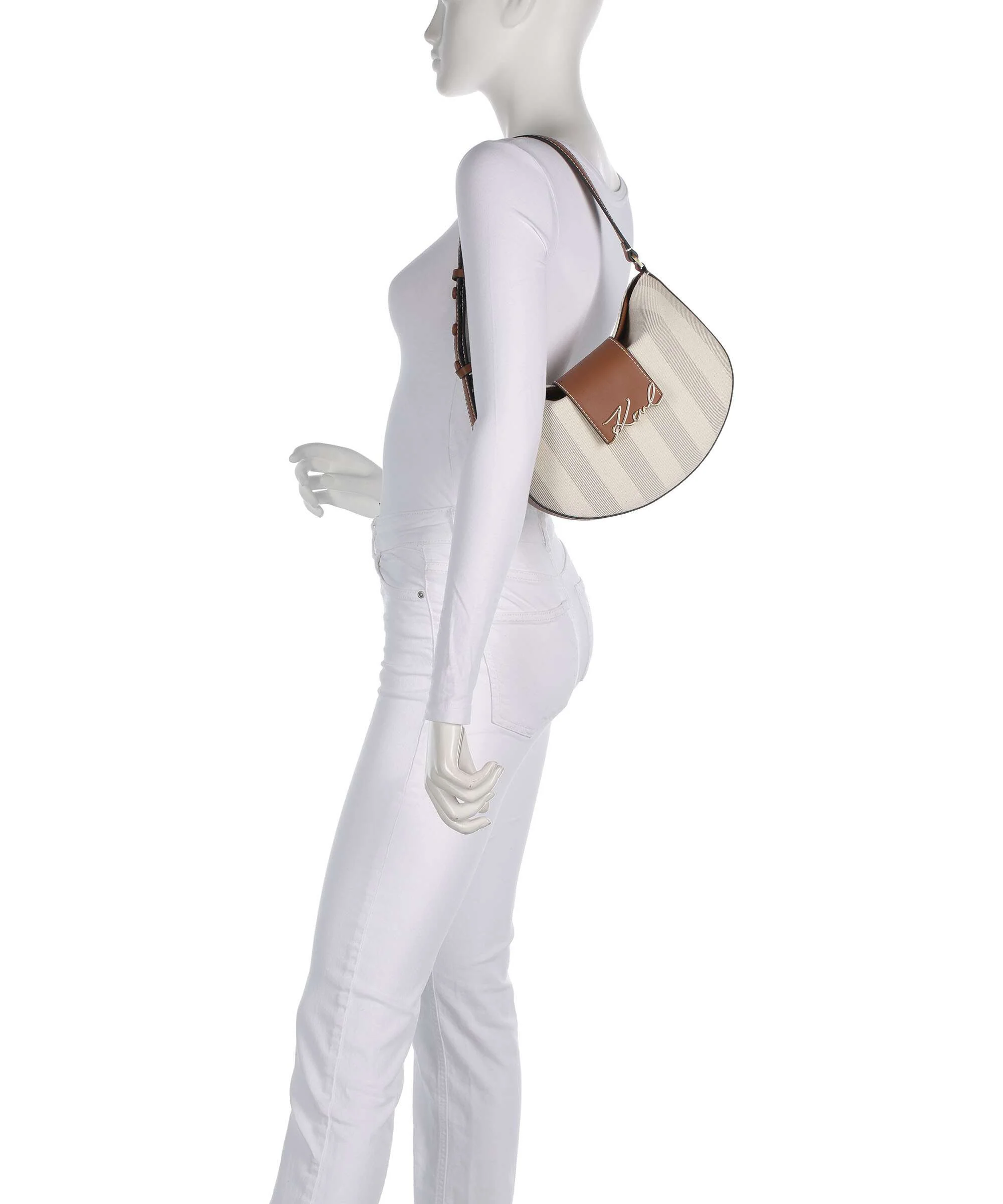 Karl Lagerfeld K/Signature Sac porté épaule natural canvas/tan - Image 3