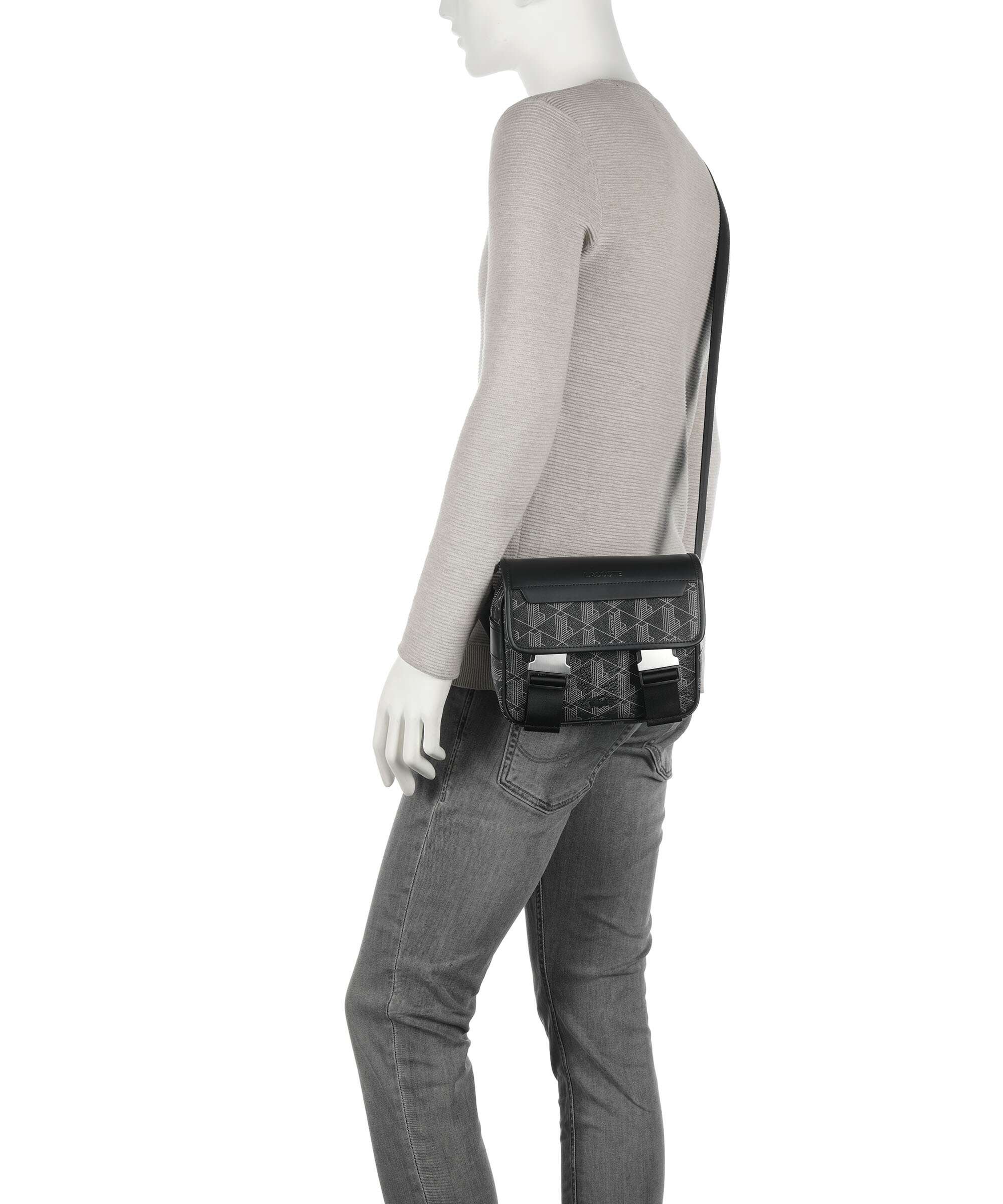 Lacoste The Blend Sac bandoulière monogram noir/gris - Image 3