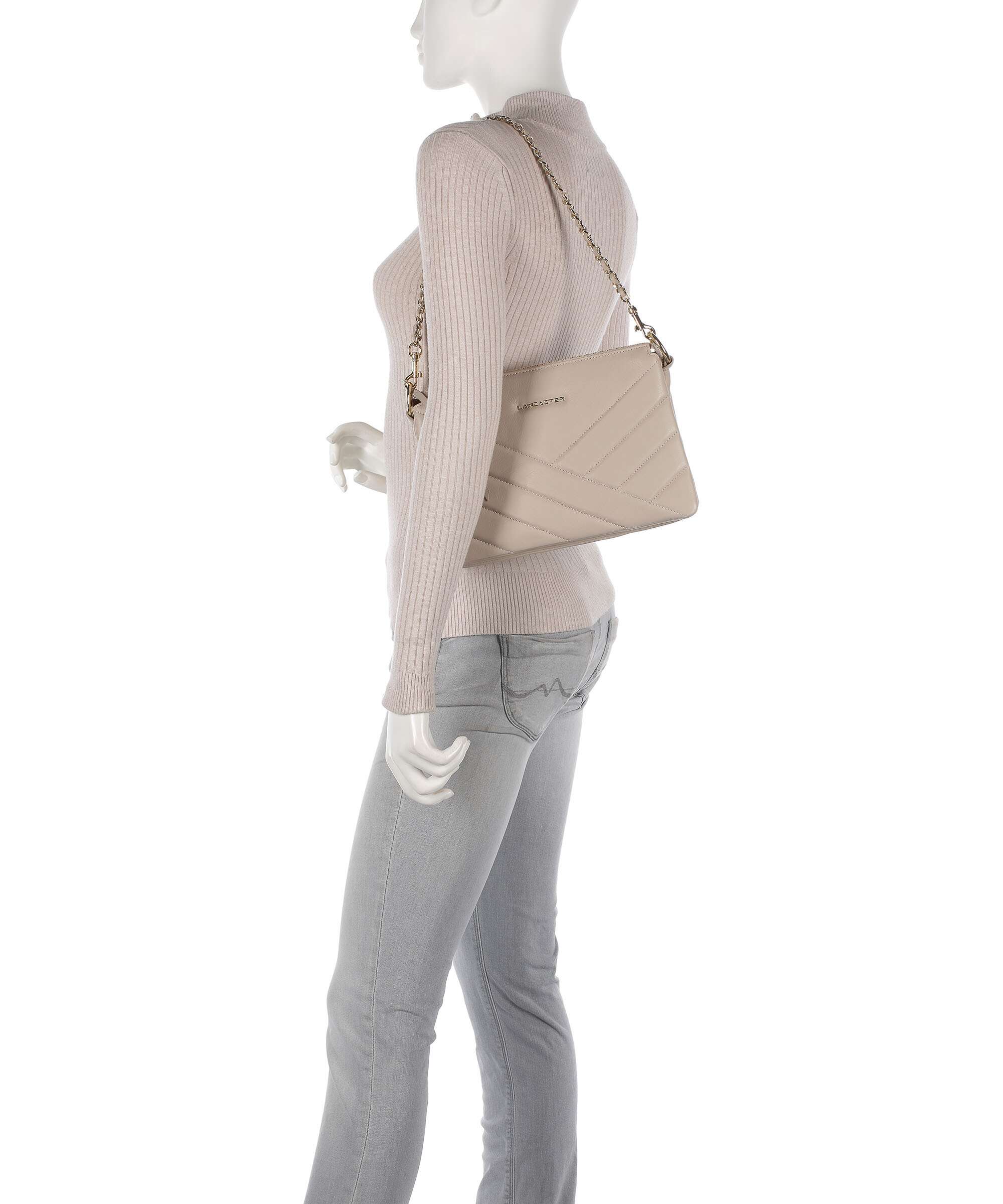 Lancaster Soft Matelassé Sac porté épaule beige - Image 3