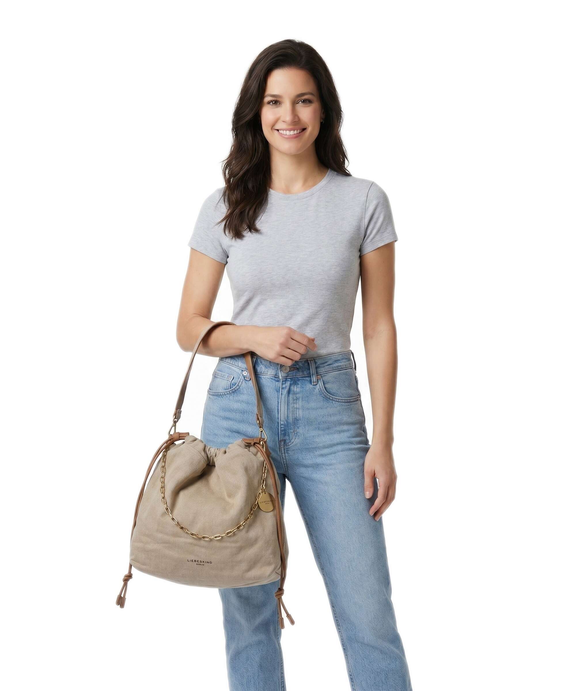 Liebeskind Lya II Denim M Sac seau beige - Image 3