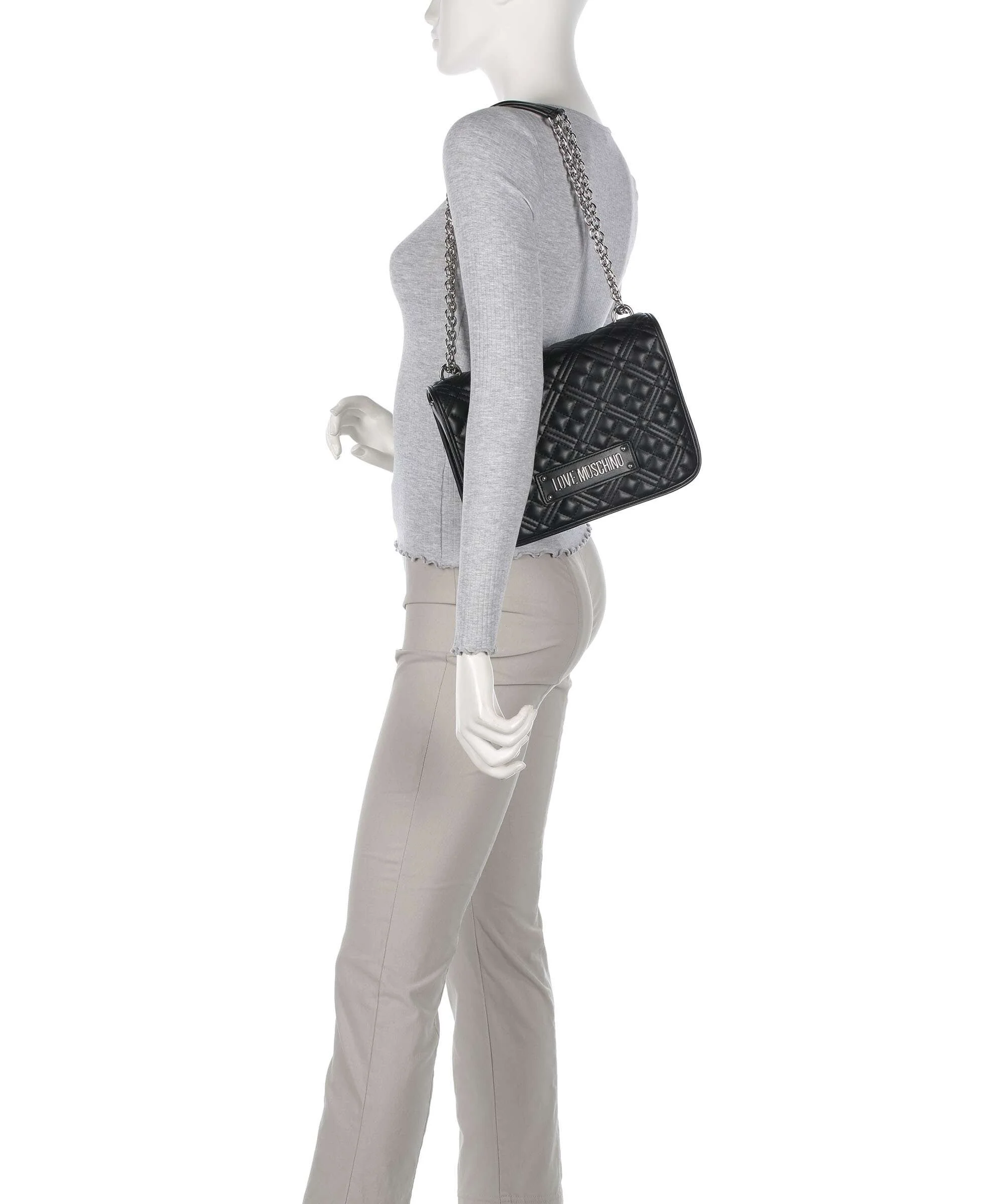 Love Moschino Quilted Laminated Sac porté épaule nero - Image 3