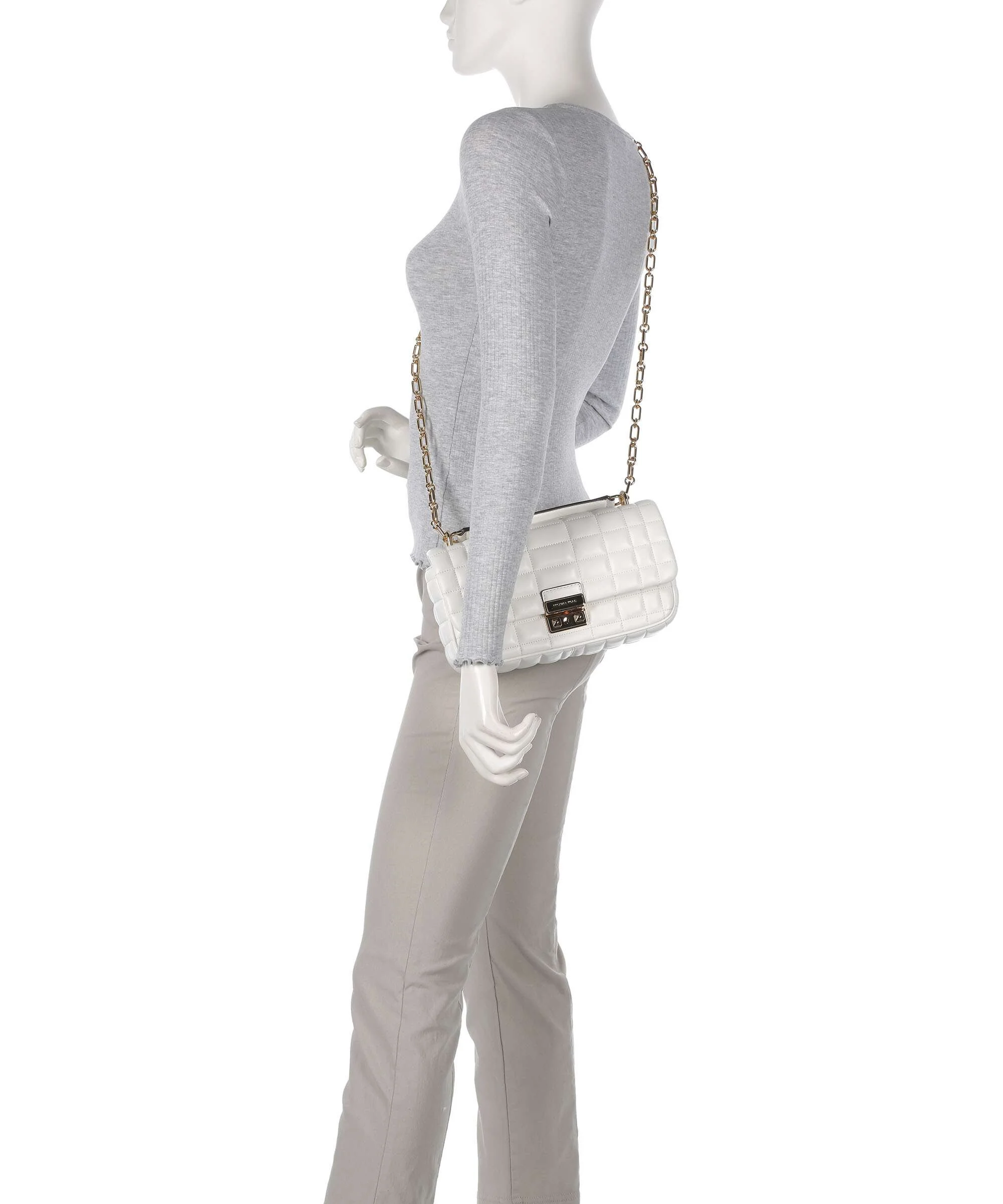 Michael Kors Tribeca Sac porté épaule optic white - Image 4