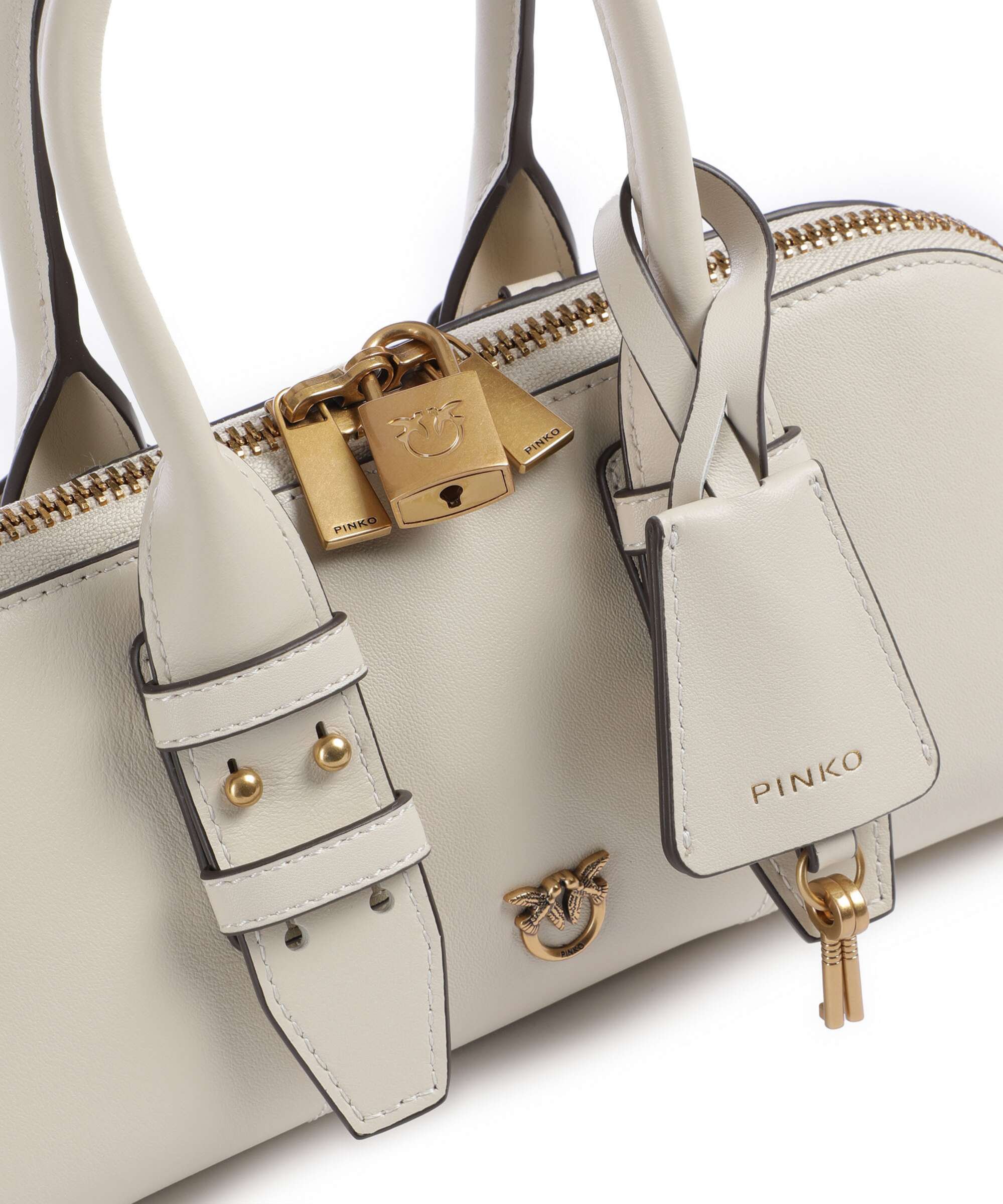 Pinko Bowling Horizontal Sac à main bianco seta/antique gold - Image 4