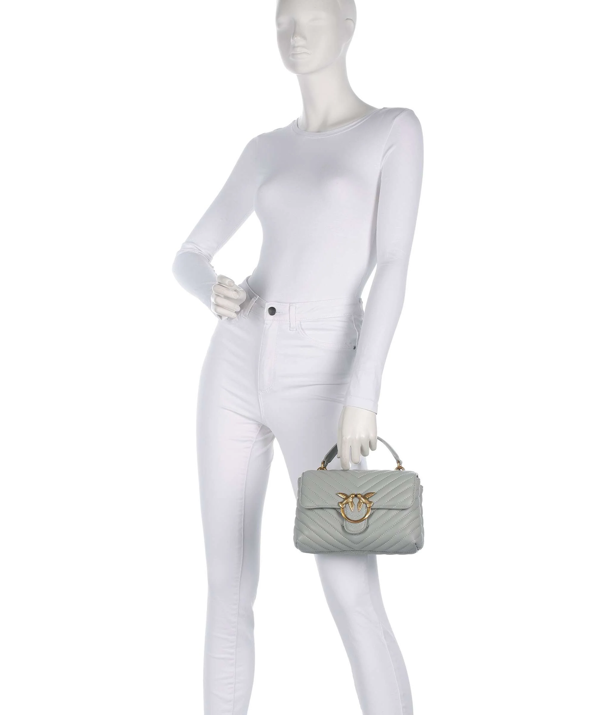 Pinko Love Lady Puff Mini Sac à main grigio perla/antique gold - Image 3