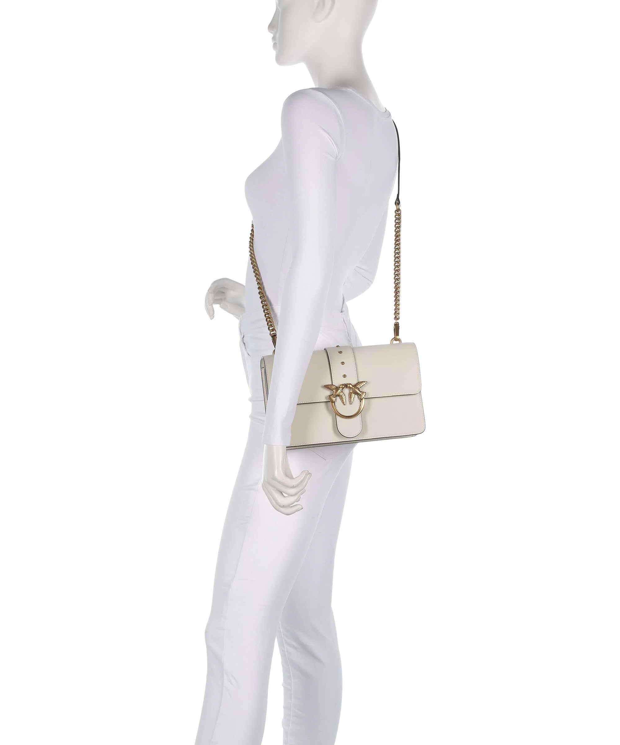 Pinko Love One Classic Sac bandoulière bianco seta/antique gold - Image 3