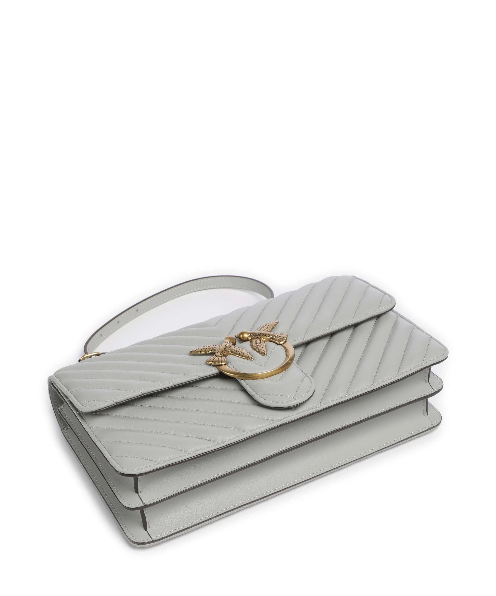 Pinko Love One Classic Sac porté épaule grigio perla/antique gold - Image 6