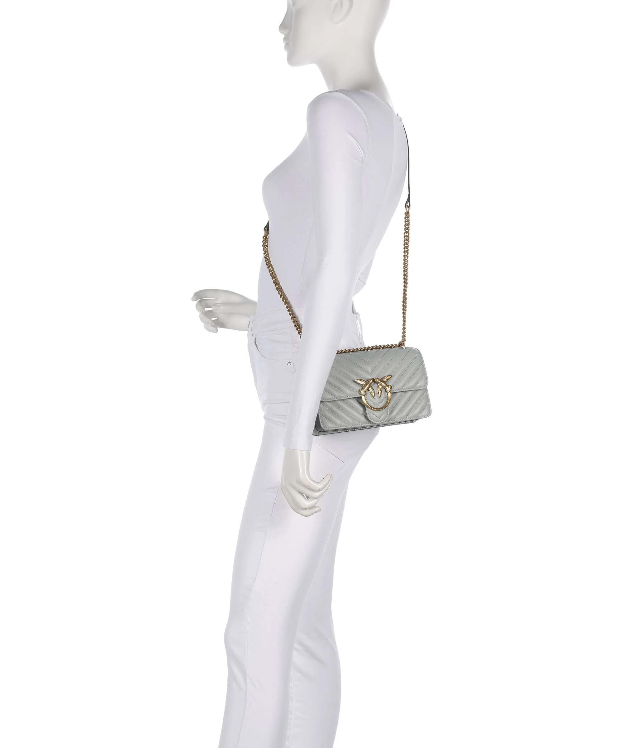 Pinko Love One Mini Sac porté épaule grigio perla/antique gold - Image 3