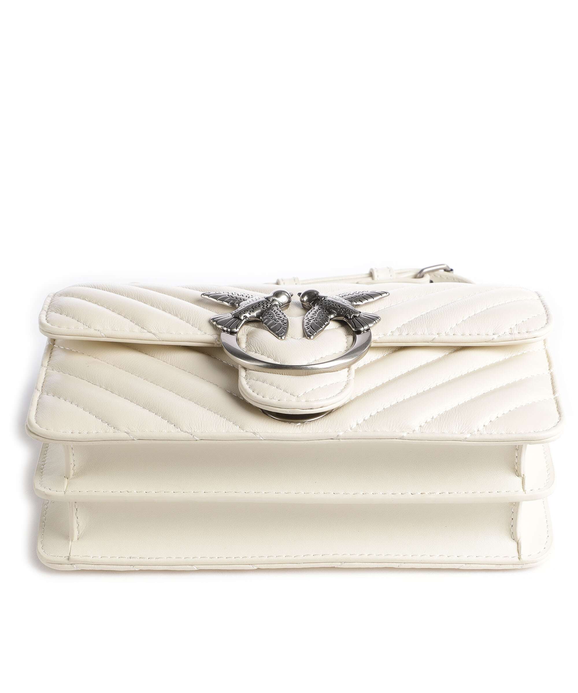 Pinko Love One Mini Sac porté épaule bianco seta/old silver - Image 6