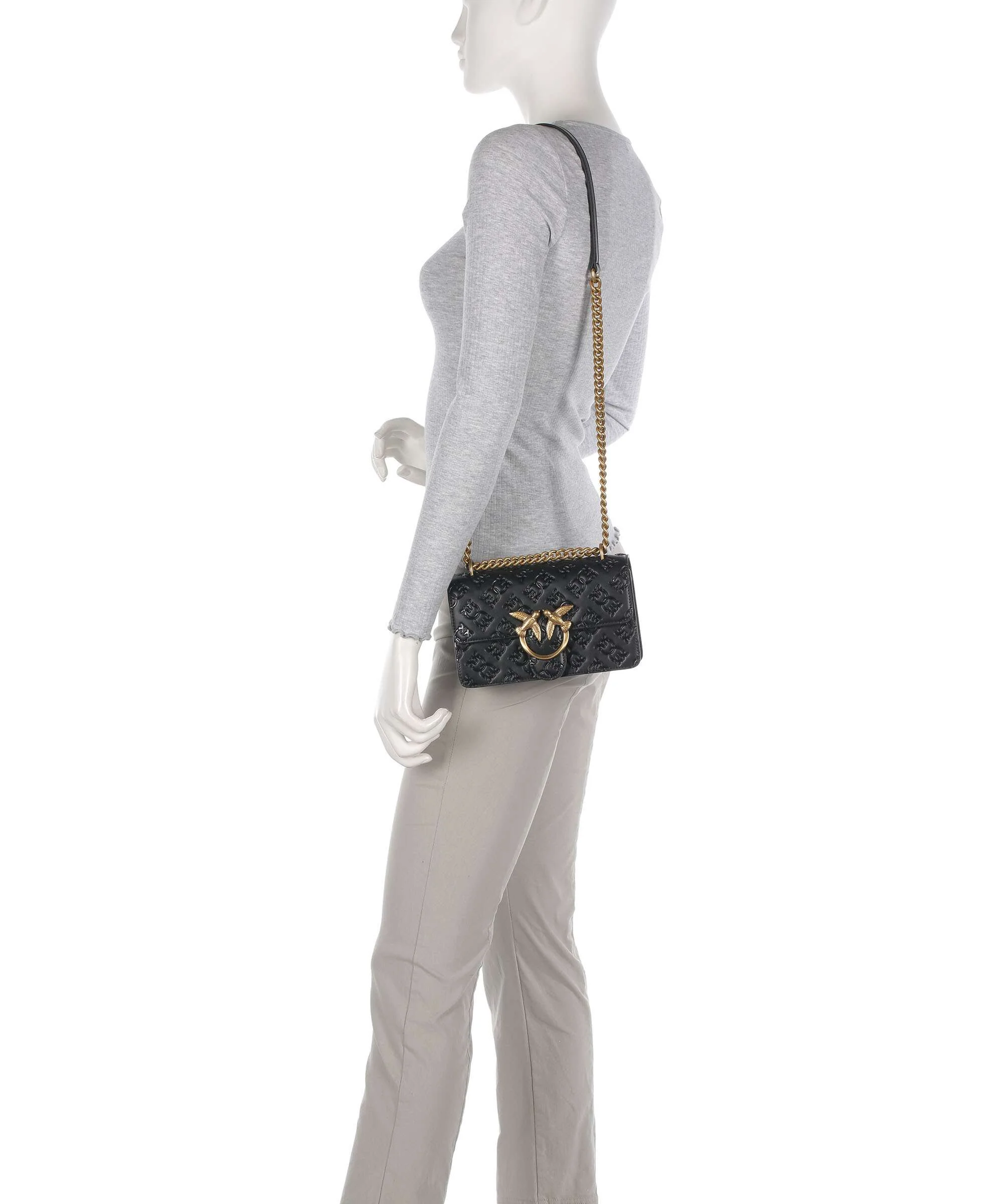 Pinko Love One Mini Sac porté épaule nero/antique gold - Image 3