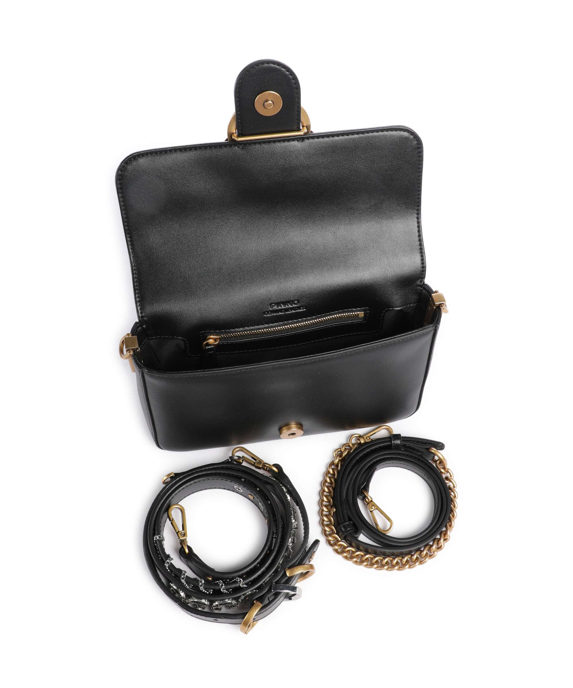 Pinko Love One Mini Slouchy Charms Sac bandoulière nero/antique gold - Image 6