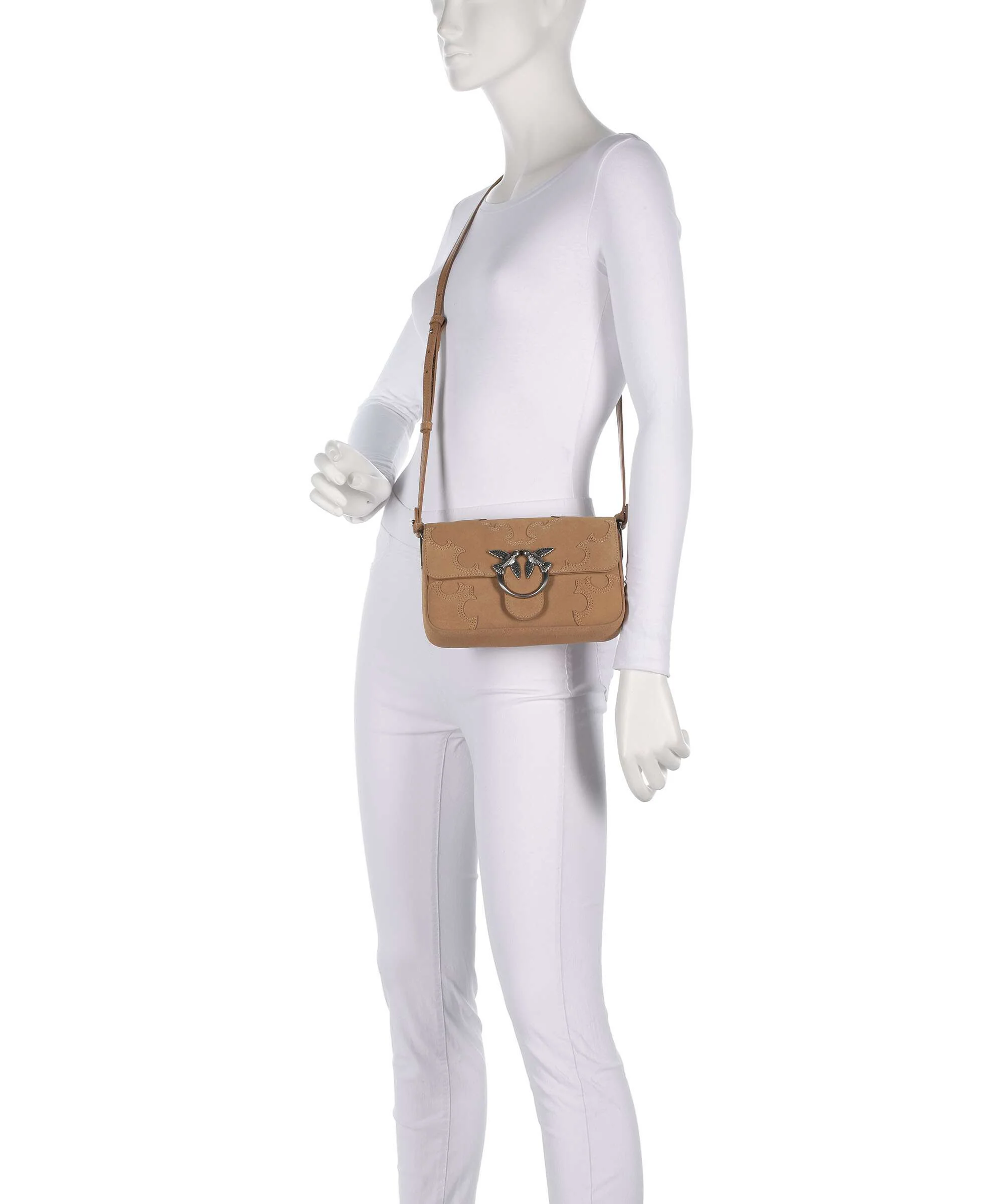 Pinko Love One Mini Slouchy Sac bandoulière beige/scoiattolo/old silver - Image 3
