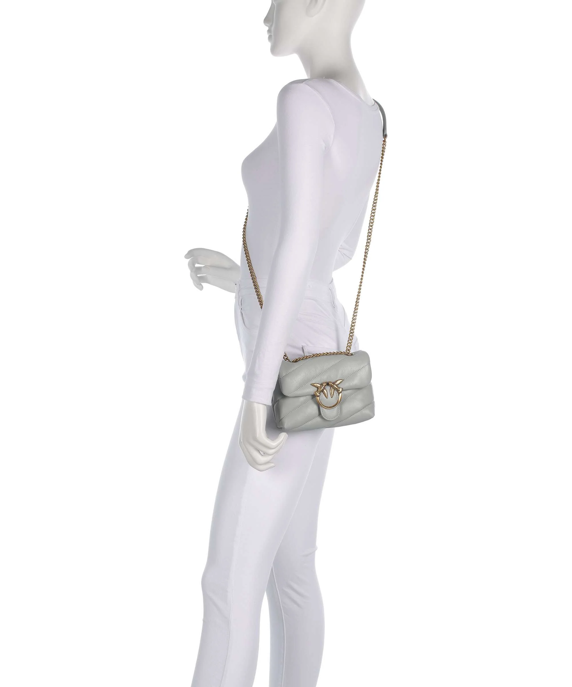 Pinko Love Puff Baby Sac porté épaule grigio perla/antique gold - Image 3