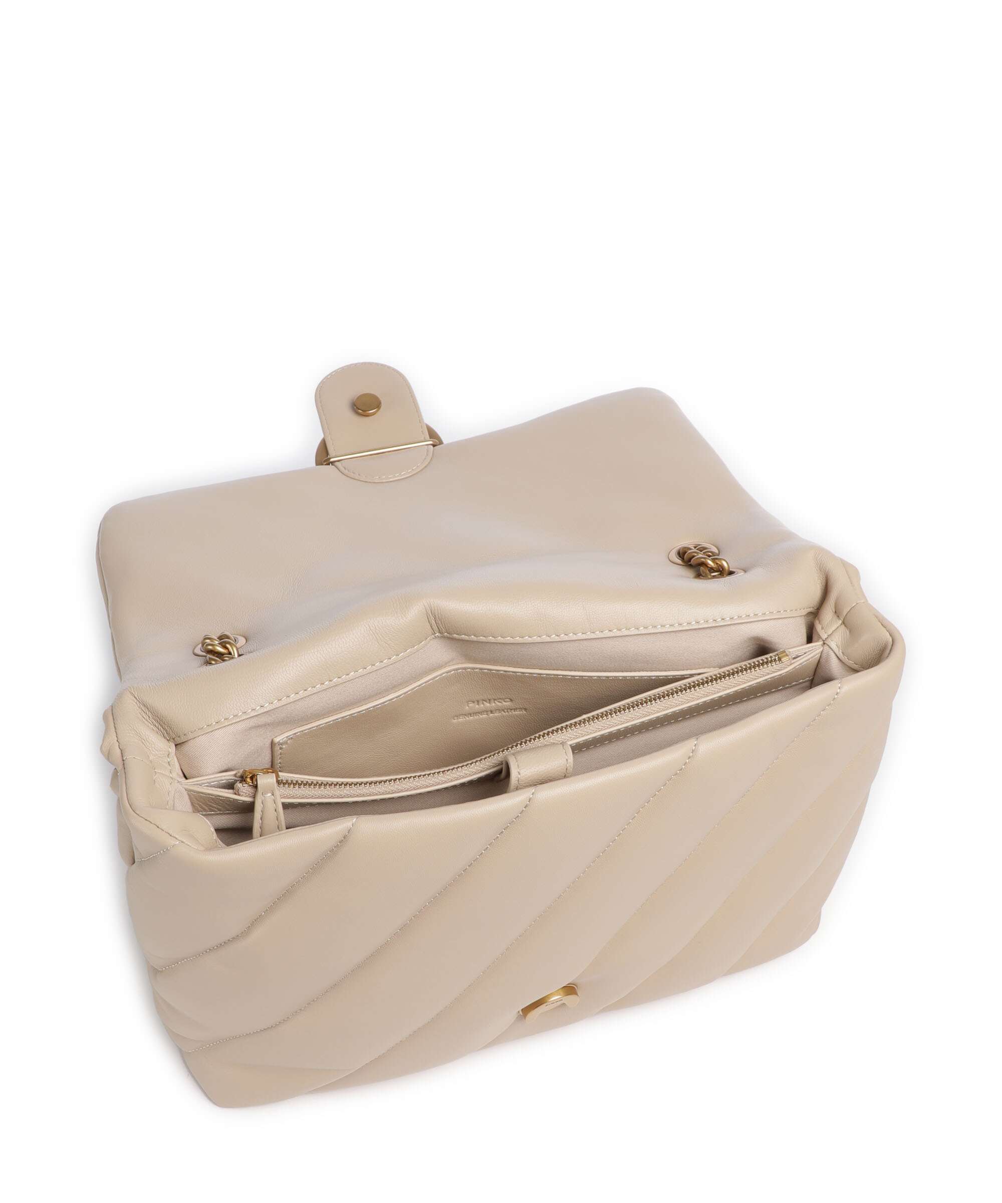 Pinko Love Puff Big Sac porté épaule beige/grigio fumo/antique gold - Image 6