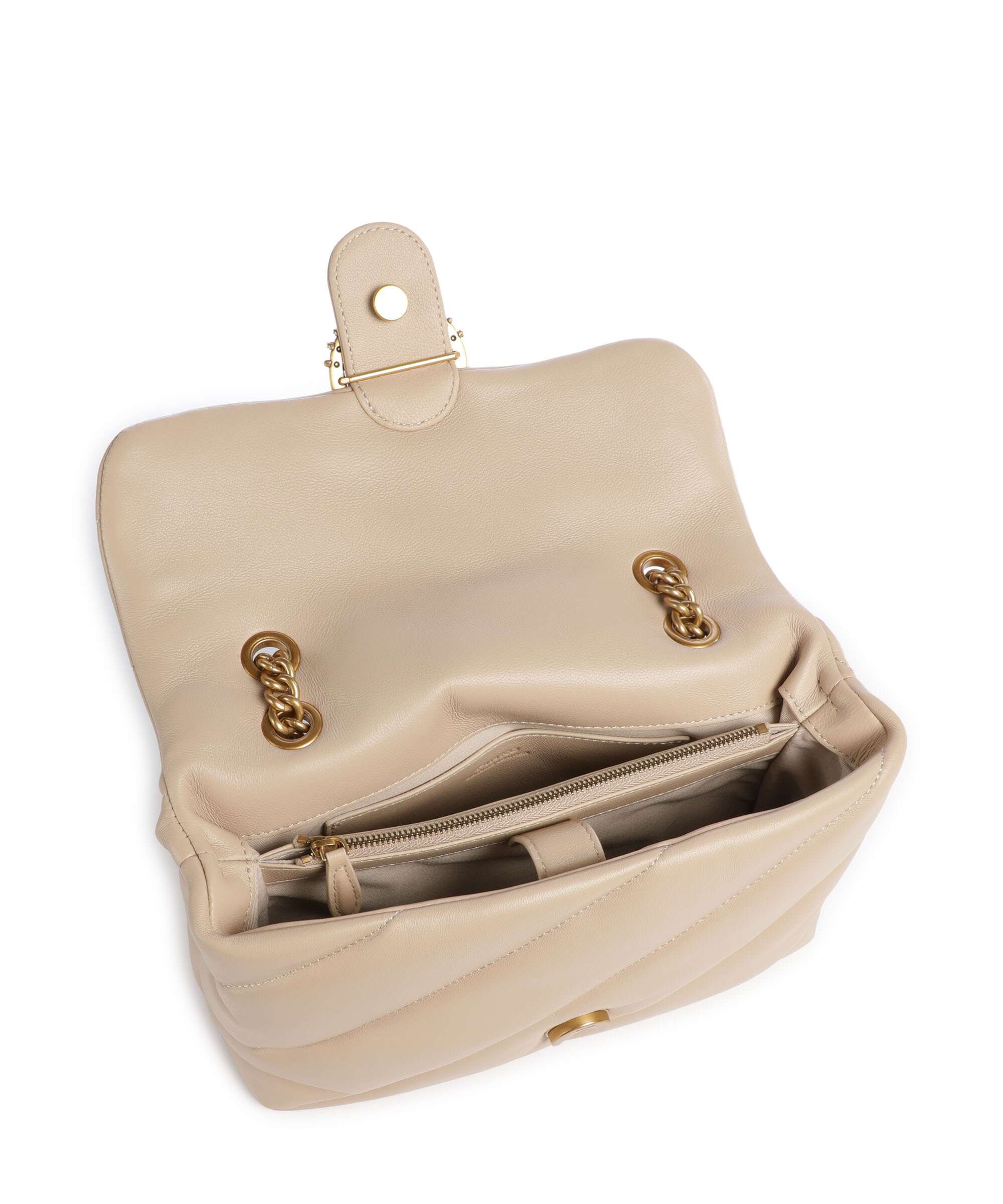 Pinko Love Puff Classic New Buckle Sac porté épaule beige/grigio fumo/antique gold - Image 6