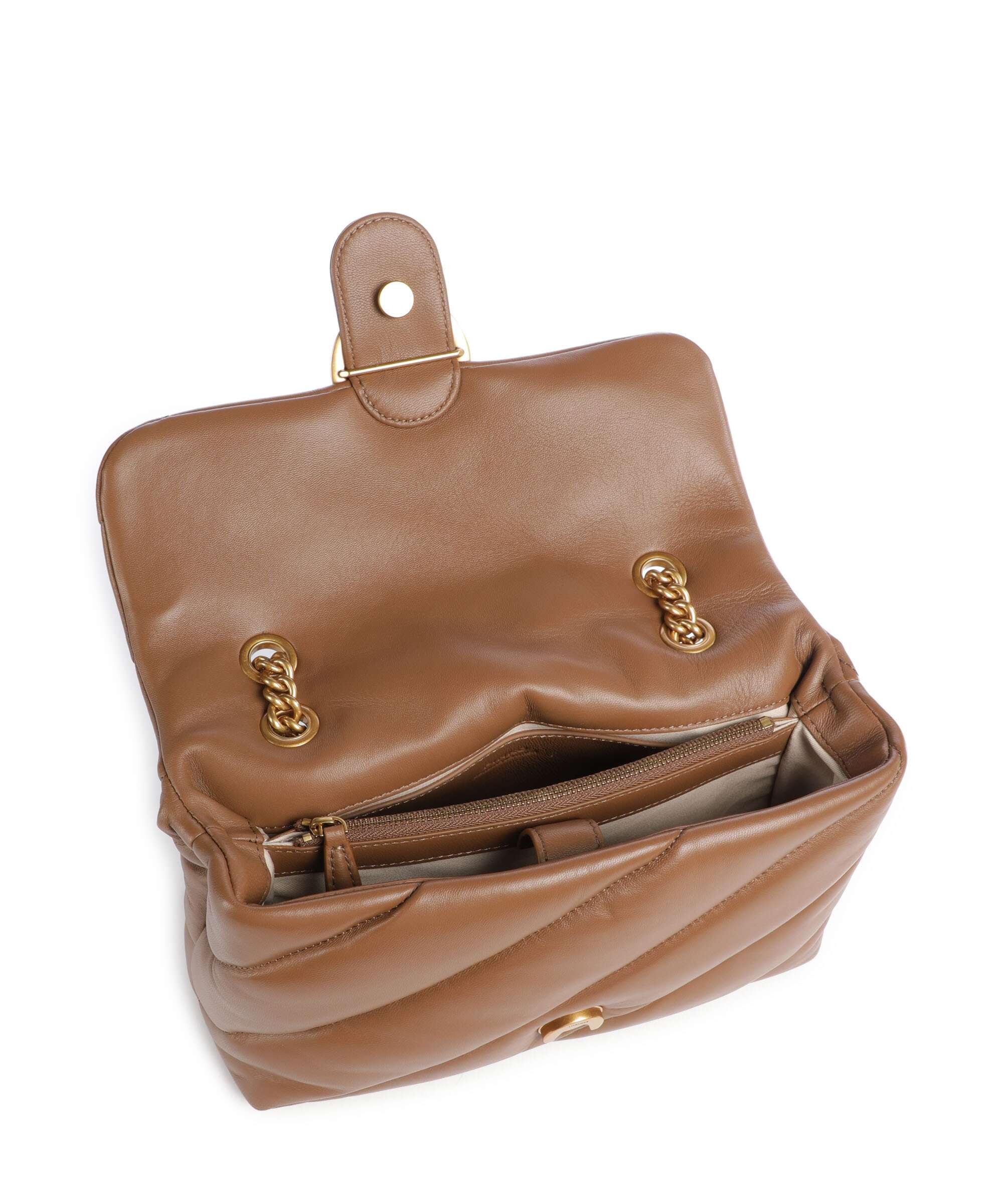 Pinko Love Puff Classic Sac porté épaule marrone cognac/antique gold - Image 5
