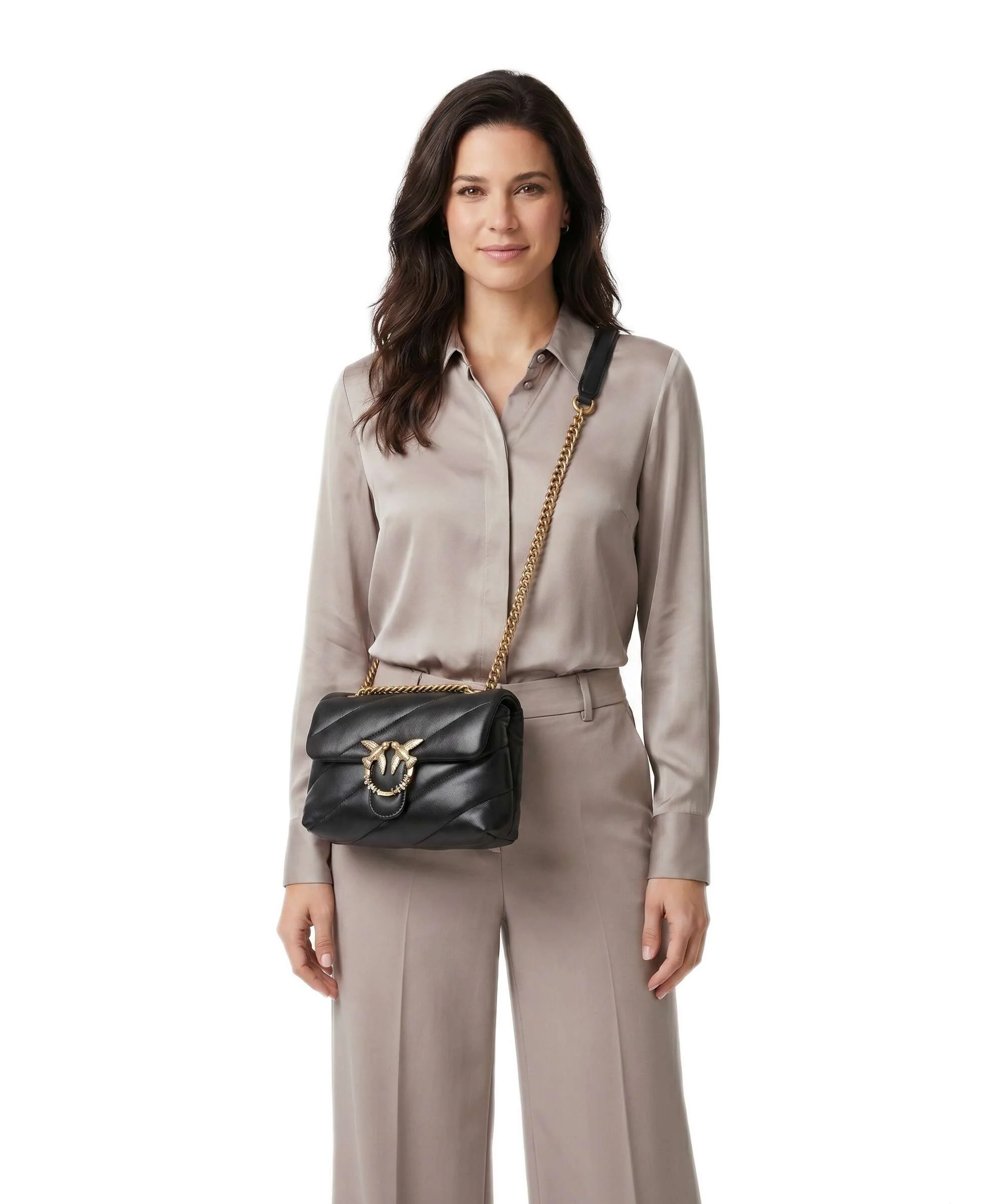 Pinko Love Puff Mini New Buckle Sac porté épaule nero/antique gold - Image 3