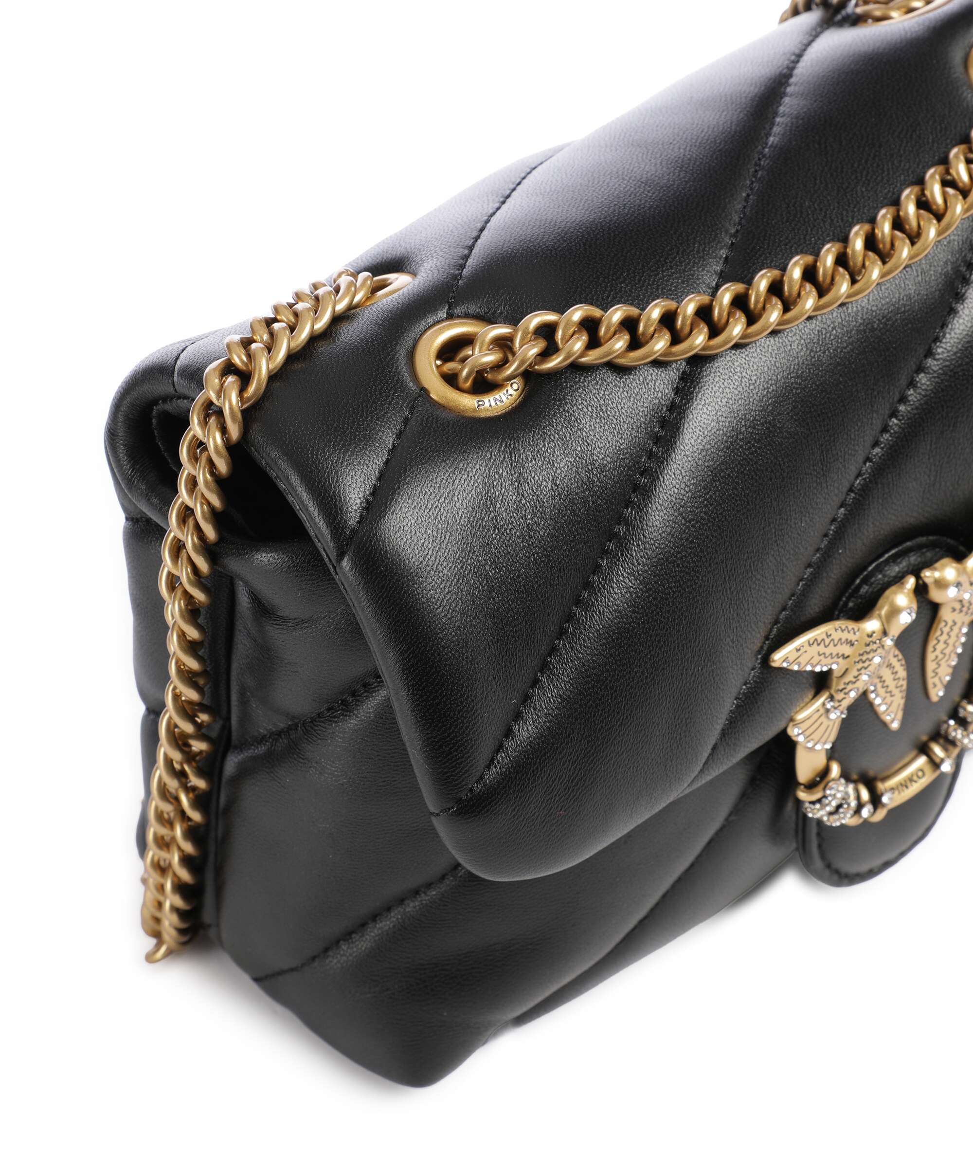Pinko Love Puff Mini New Buckle Sac porté épaule nero/antique gold - Image 4
