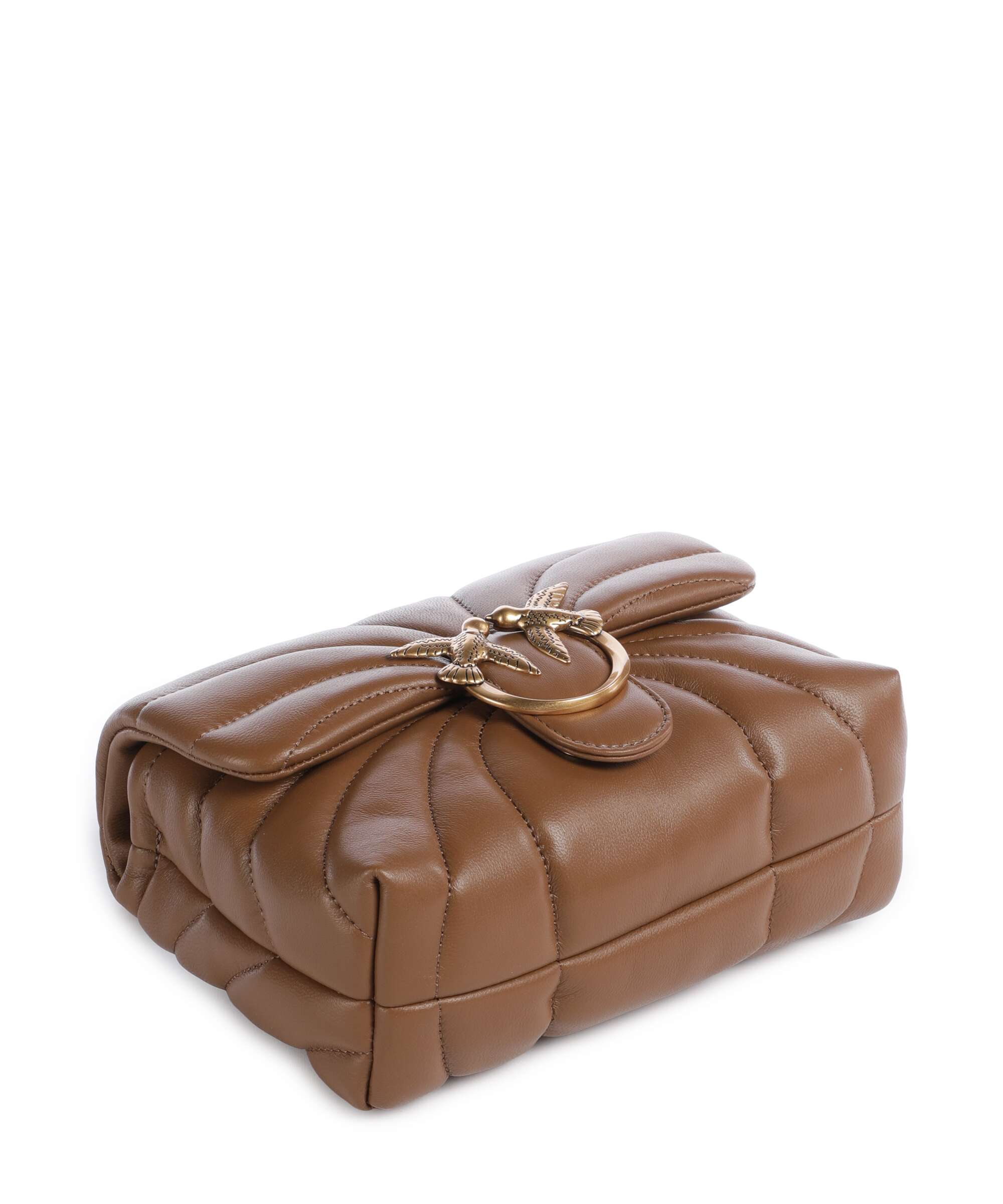 Pinko Love Puff Mini Sac porté épaule marrone cognac/antique gold - Image 6