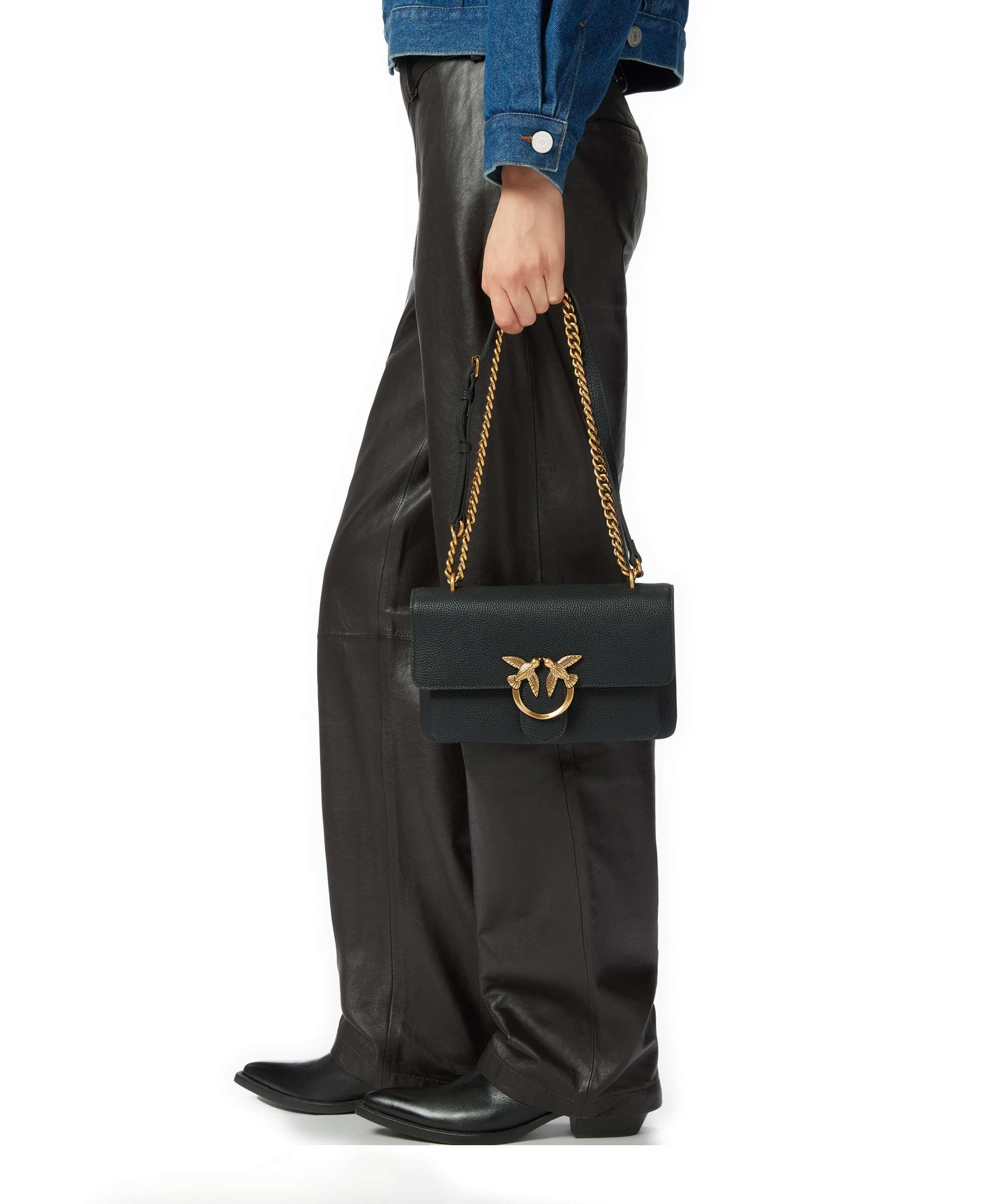 Pinko Love Soft Mini Sac porté épaule nero/antique gold - Image 4