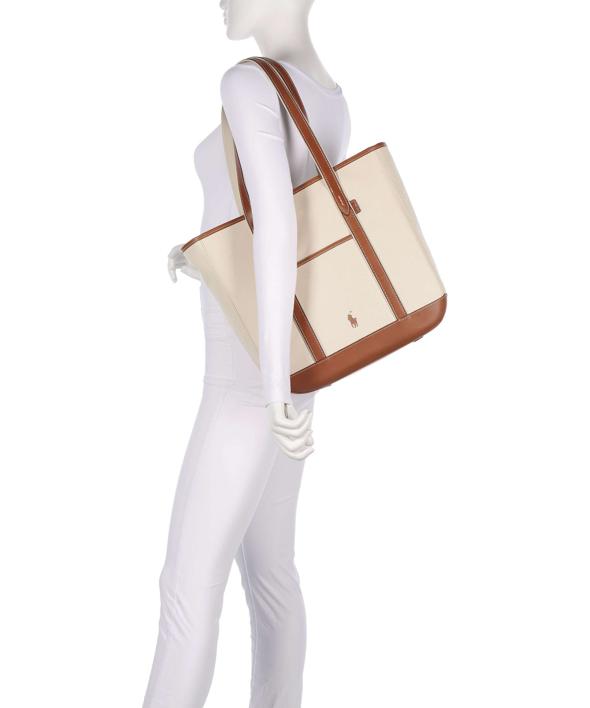 Polo Ralph Lauren Canvas Medium Cabas ecru/cuoio - Image 3