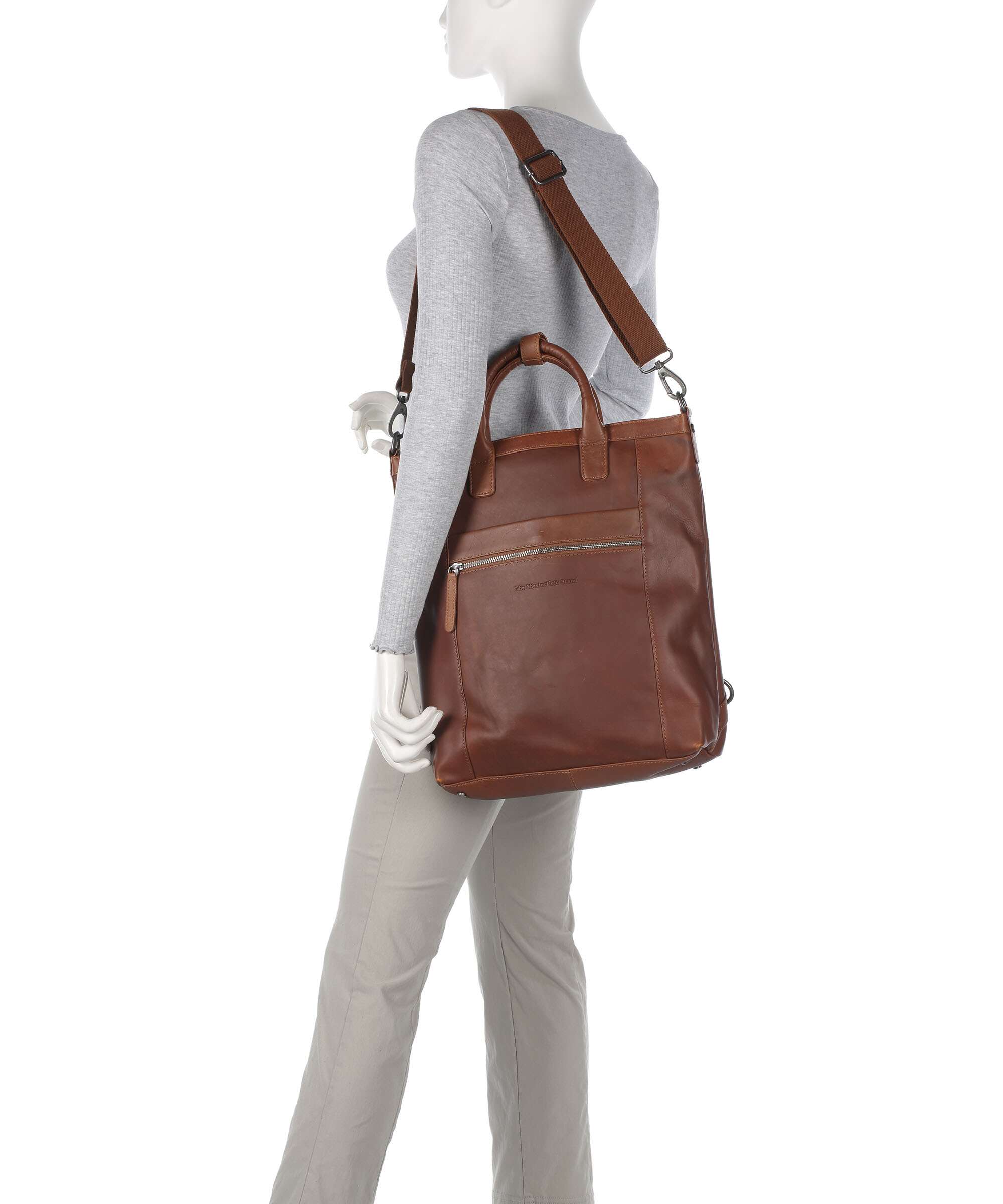 The Chesterfield Brand Cow Wax Pull Up Luisa Sac à main porté dos cognac - Image 3