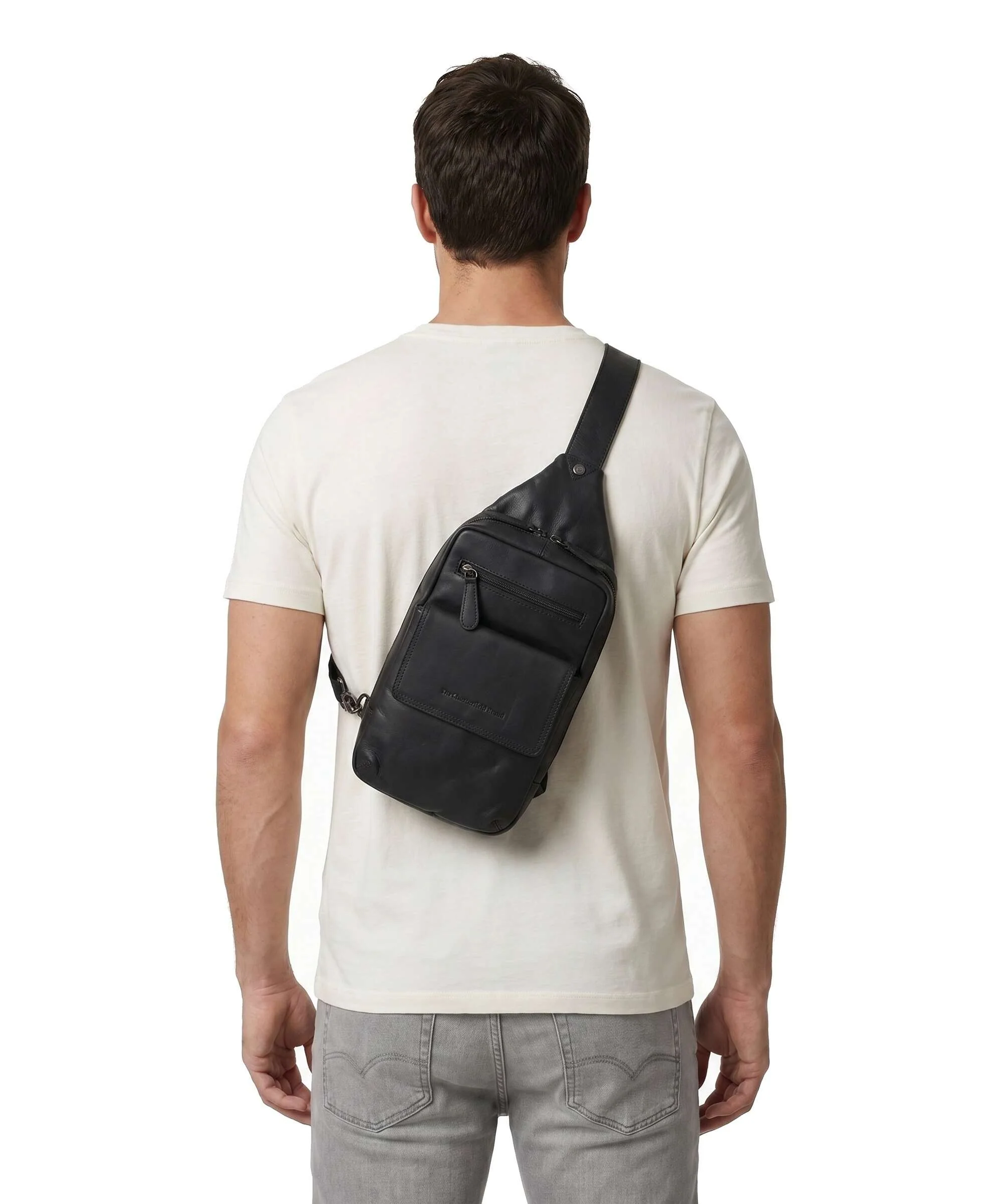 The Chesterfield Brand Wax Pull Up Cow Turelle Sac sling black - Image 3