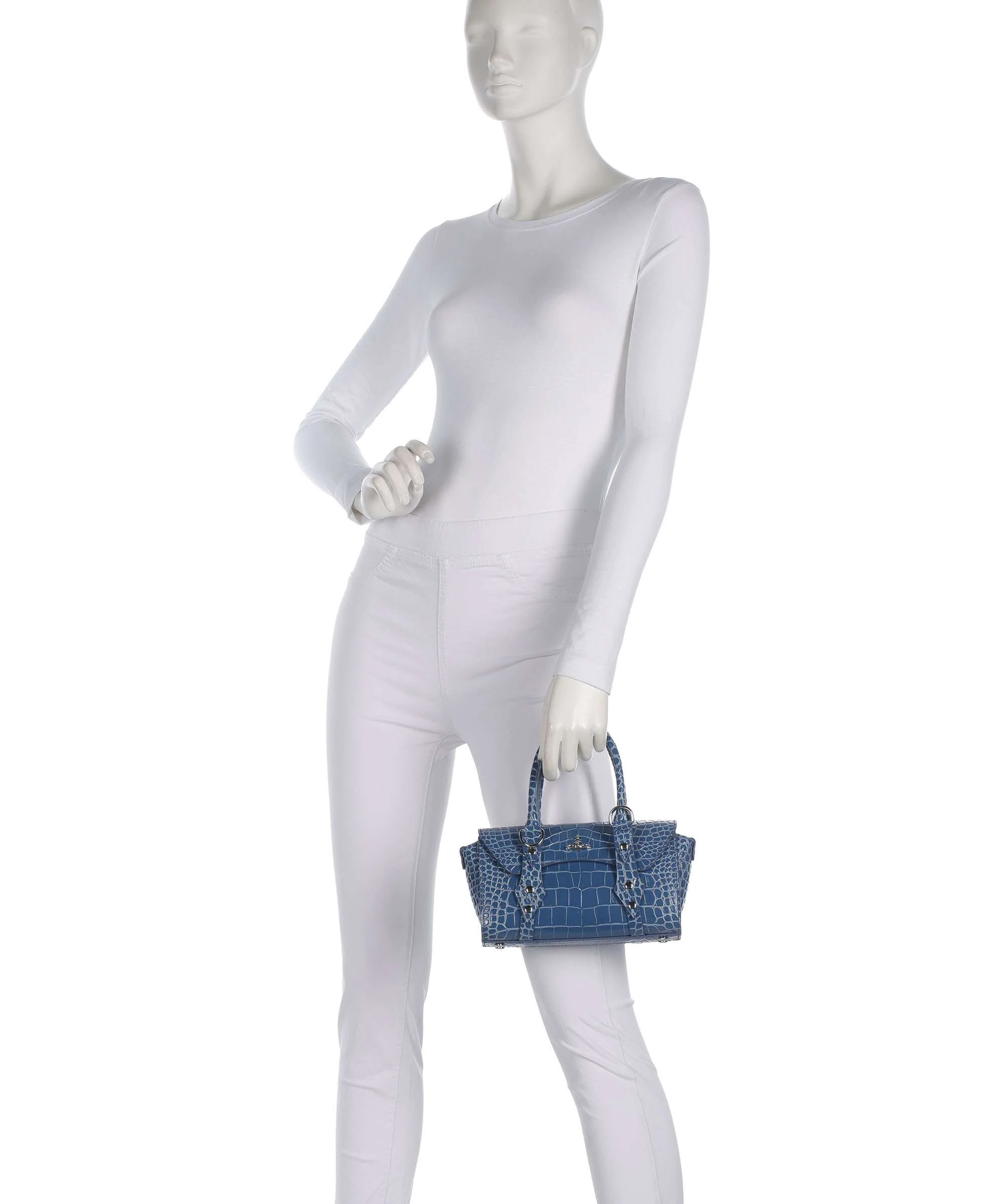 Vivienne Westwood Bettina Embossed Croc Mini Sac à main blue - Image 4