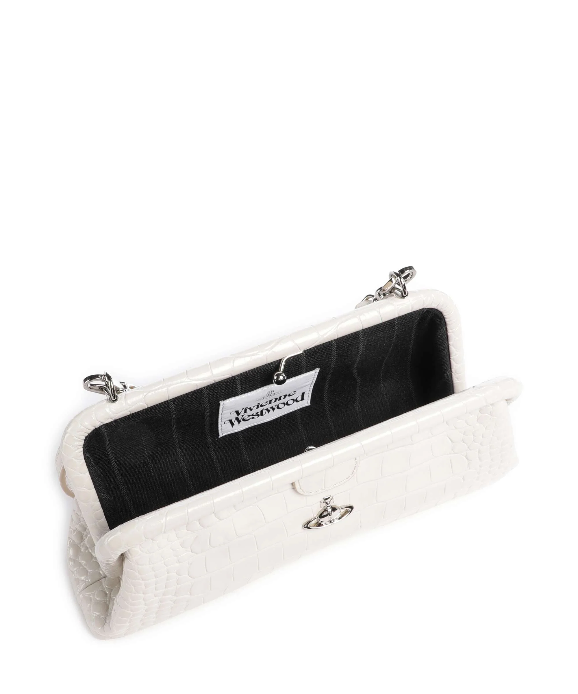 Vivienne Westwood Jane Frame Embossed Croc Sac porté épaule pearl white - Image 5